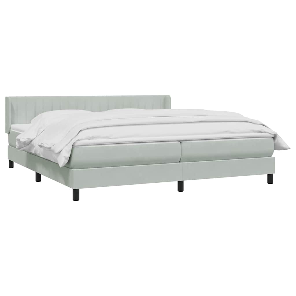 Giroletto a Molle con Materasso Grigio Chiaro 200x220cm Velluto