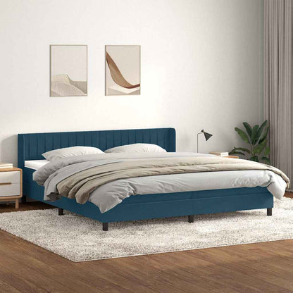 Giroletto a Molle con Materasso Blu Scuro 200x220 cm in Velluto