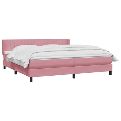 Giroletto a Molle con Materasso Rosa 200x220 cm in Velluto