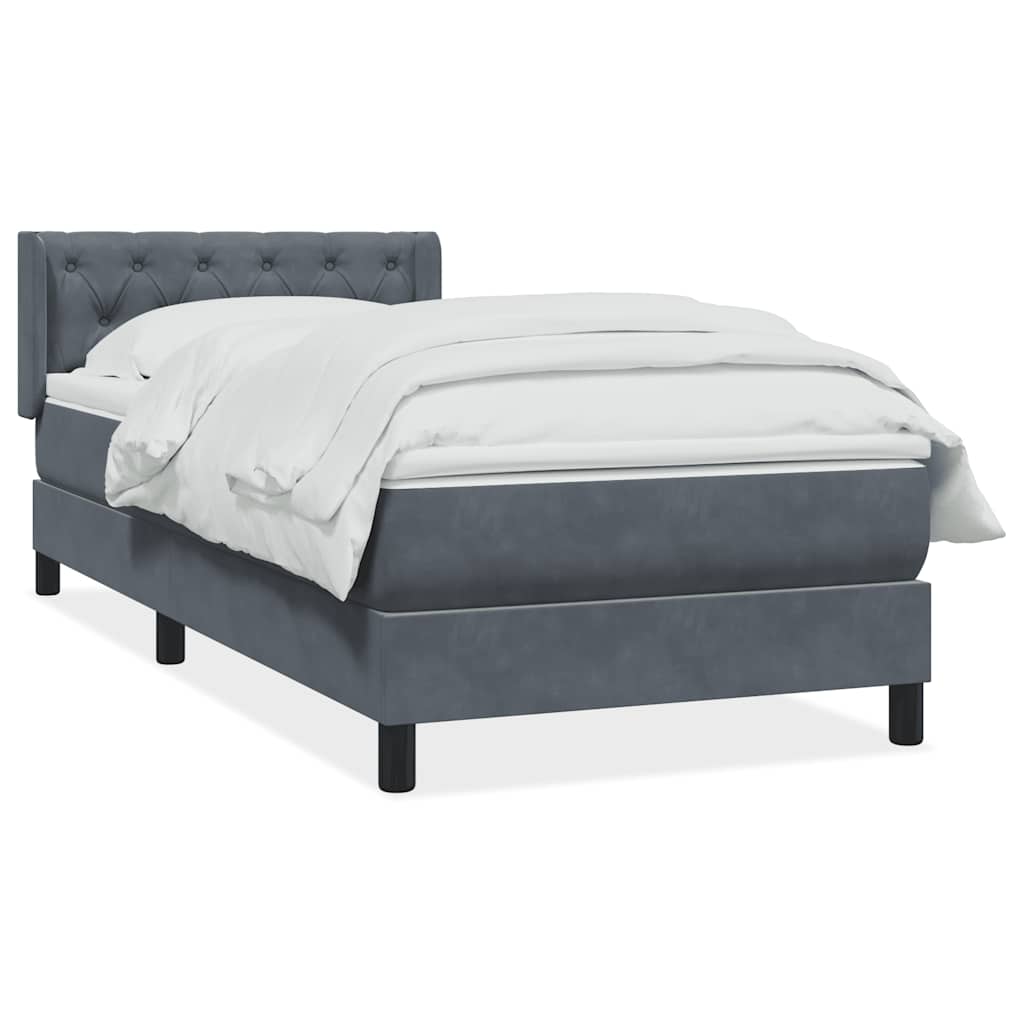 Giroletto a Molle con Materasso Grigio Scuro 80x210 cm Velluto