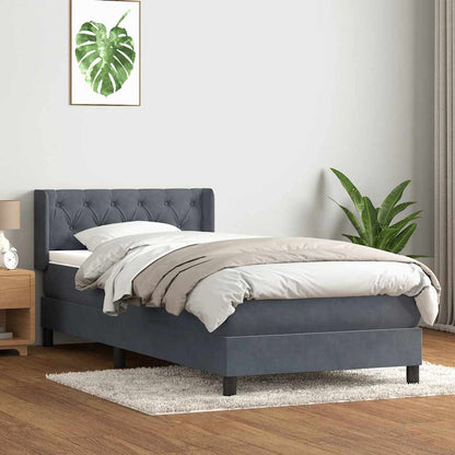 Giroletto a Molle con Materasso Grigio Scuro 80x210 cm Velluto