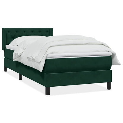 Giroletto a Molle con Materasso Verde Scuro 80x210 cm Velluto