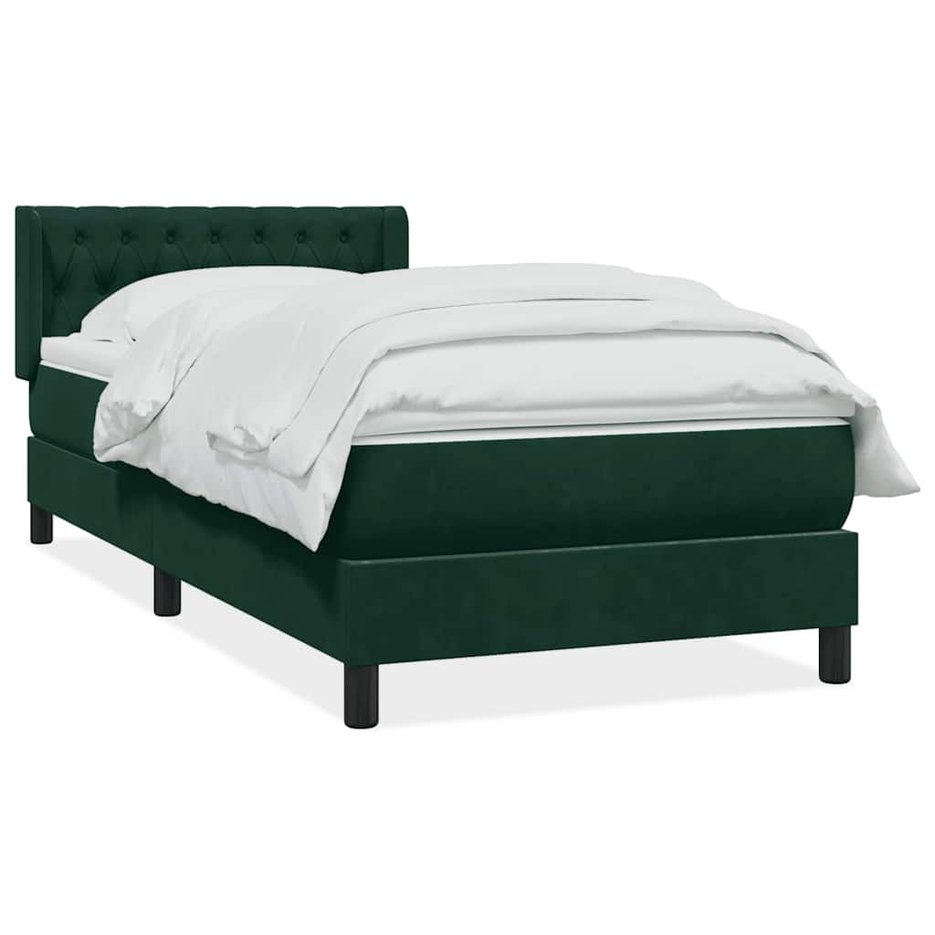 Giroletto a Molle con Materasso Verde Scuro 80x210 cm Velluto