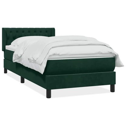 Giroletto a Molle con Materasso Verde Scuro 80x210 cm Velluto