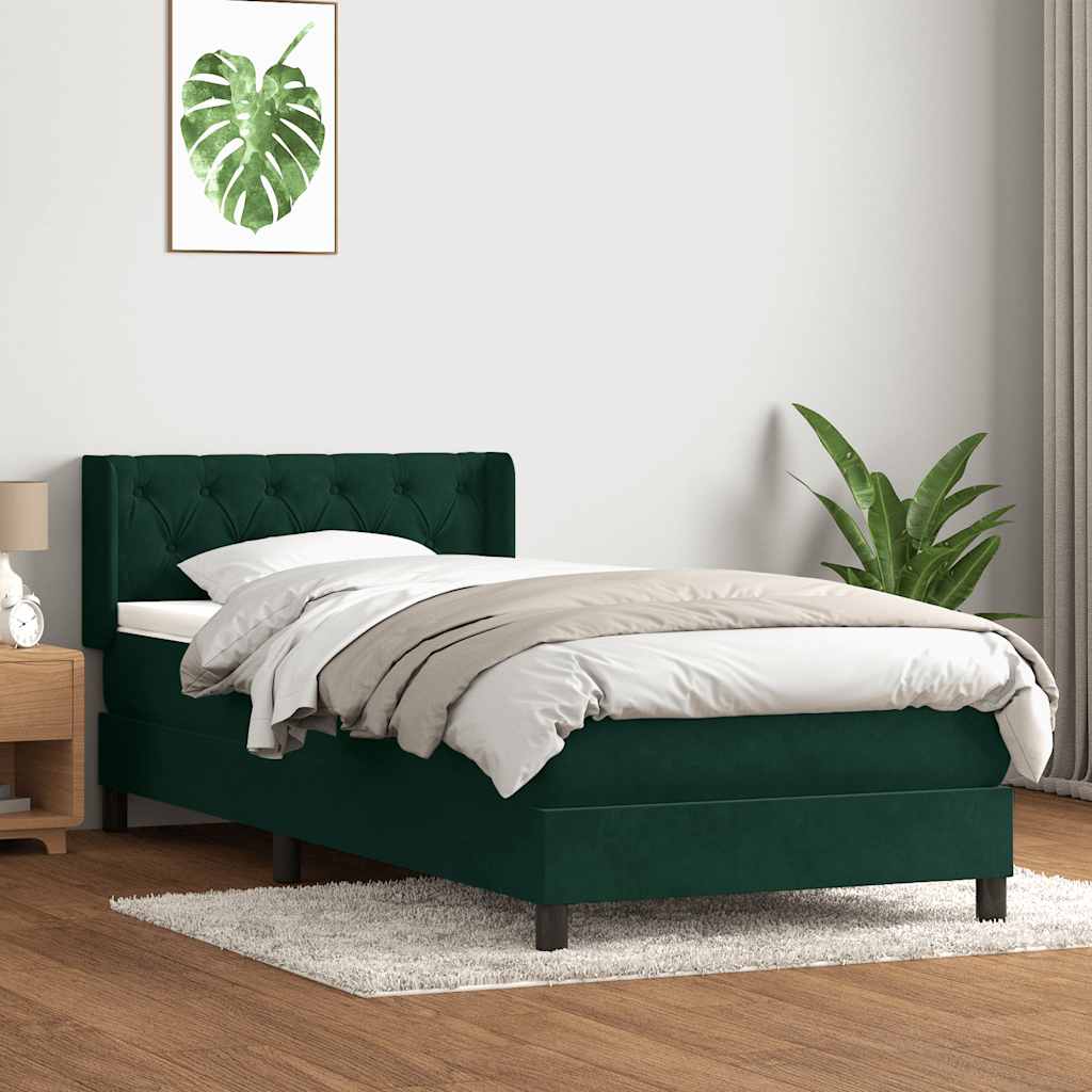 Giroletto a Molle con Materasso Verde Scuro 80x210 cm Velluto