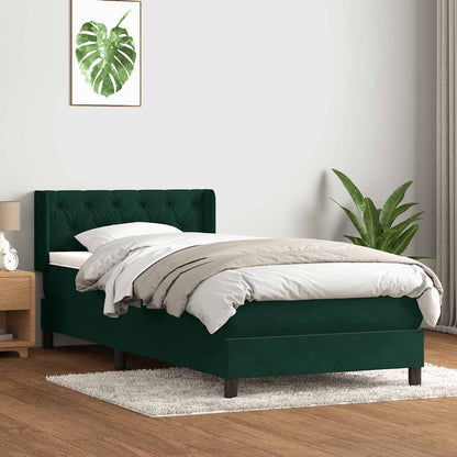 Giroletto a Molle con Materasso Verde Scuro 80x210 cm Velluto
