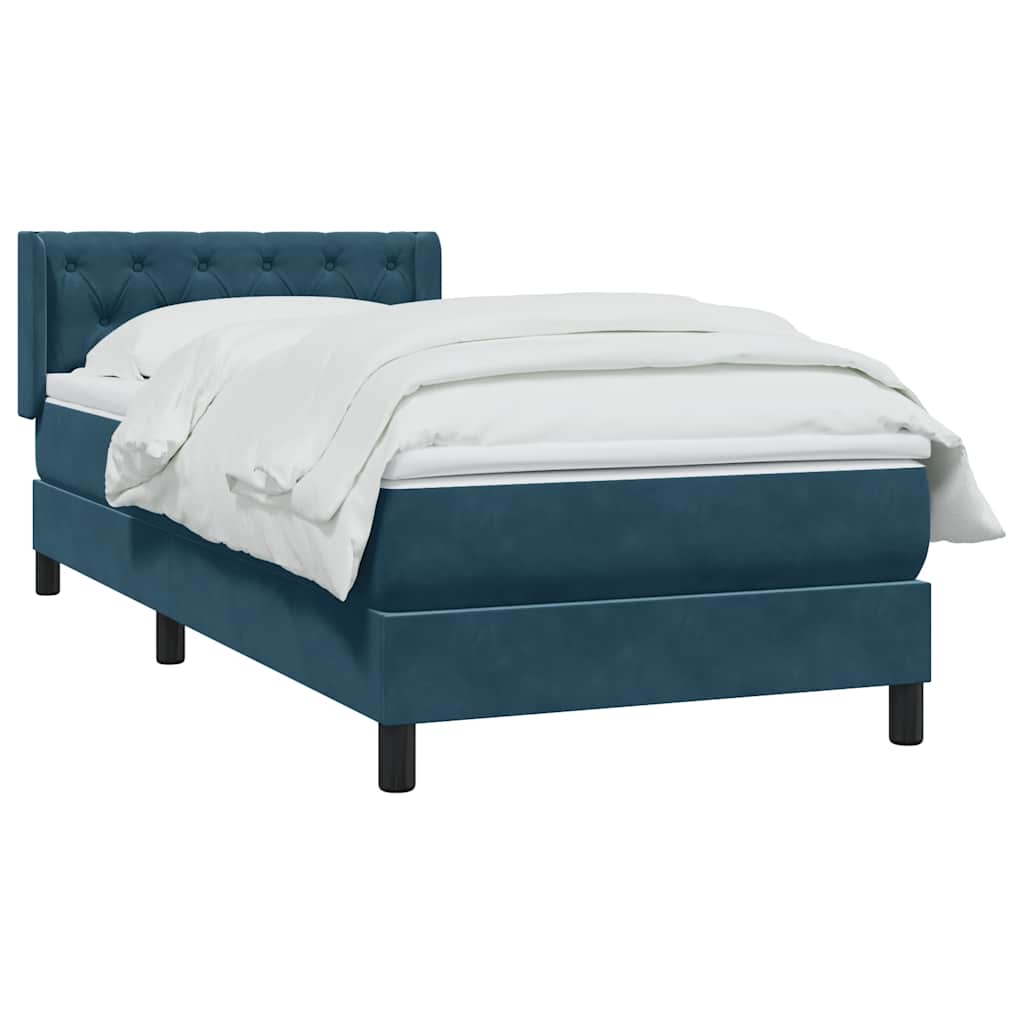 Giroletto a Molle con Materasso Blu Scuro 80x210 cm Velluto