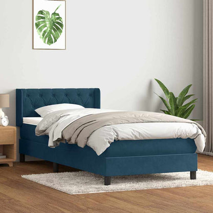 Giroletto a Molle con Materasso Blu Scuro 80x210 cm Velluto