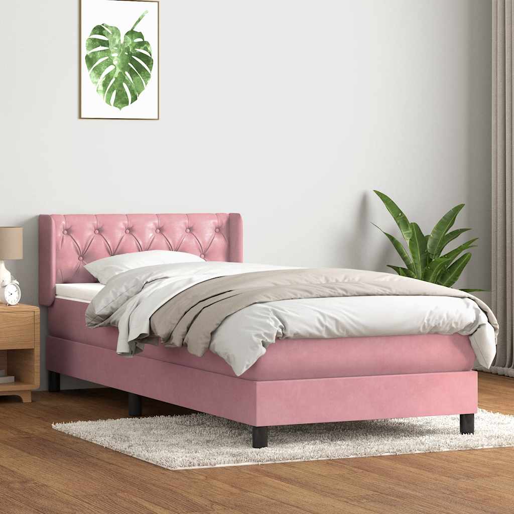 Giroletto a Molle con Materasso Rosa 80x210 cm Velluto