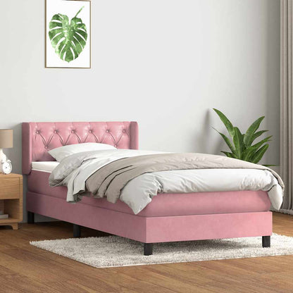 Giroletto a Molle con Materasso Rosa 80x210 cm Velluto