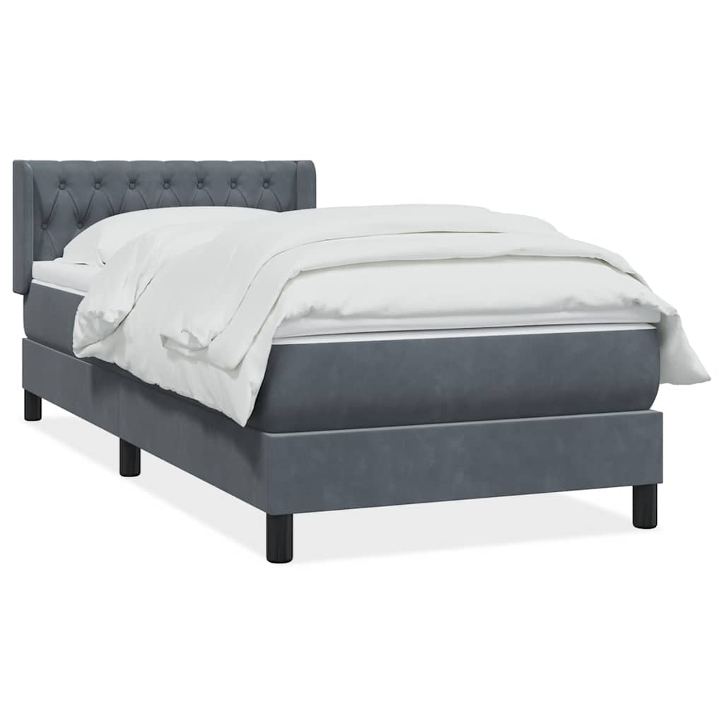 Giroletto a Molle con Materasso Grigio Scuro 90x210 cm Velluto