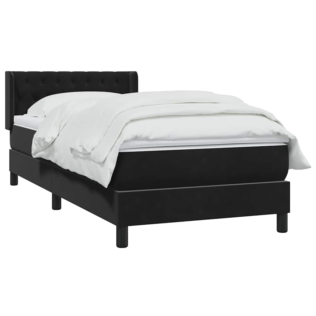 Giroletto a Molle con Materasso Nero 90x210 cm in Velluto