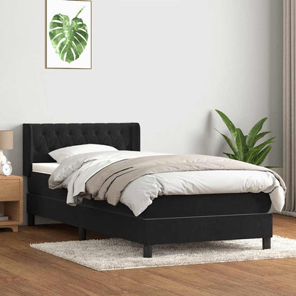 Giroletto a Molle con Materasso Nero 90x210 cm in Velluto