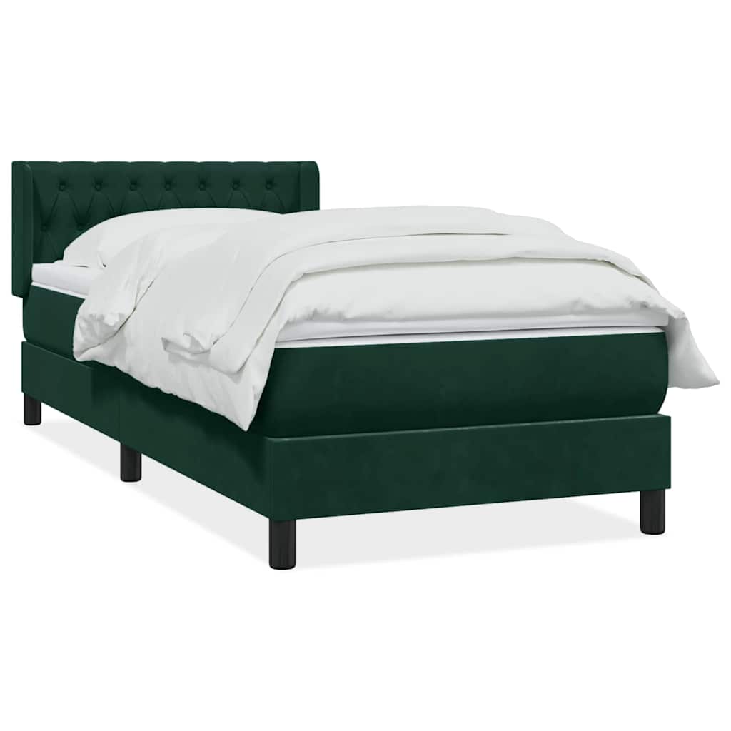 Giroletto a Molle con Materasso Verde Scuro 90x210 cm Velluto