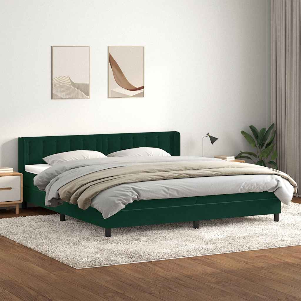 Giroletto a Molle con Materasso Verde Scuro 90x210 cm Velluto