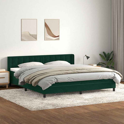 Giroletto a Molle con Materasso Verde Scuro 90x210 cm Velluto