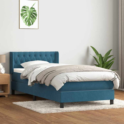 Giroletto a Molle con Materasso Blu Scuro 90x210 cm Velluto