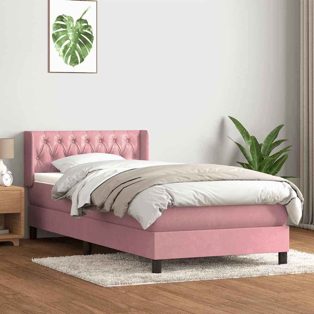 Giroletto a Molle con Materasso Rosa 90x210 cm Velluto
