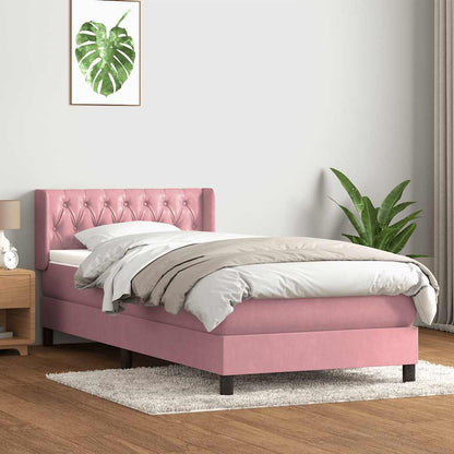 Giroletto a Molle con Materasso Rosa 90x210 cm Velluto