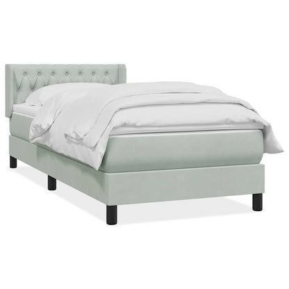 Giroletto a Molle con Materasso Grigio Chiaro 100x210cm Velluto
