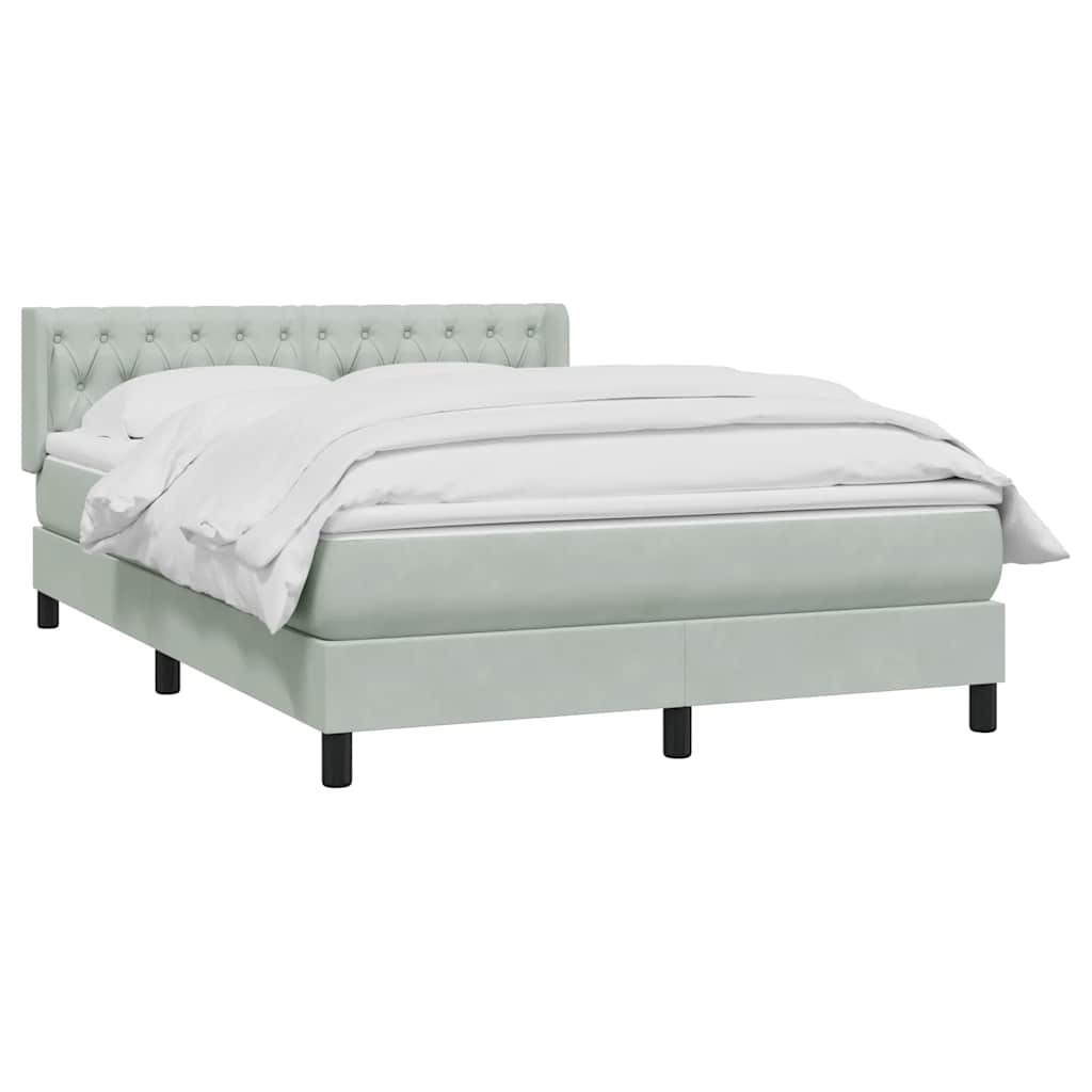 Giroletto a Molle con Materasso Grigio Chiaro 140x210cm Velluto