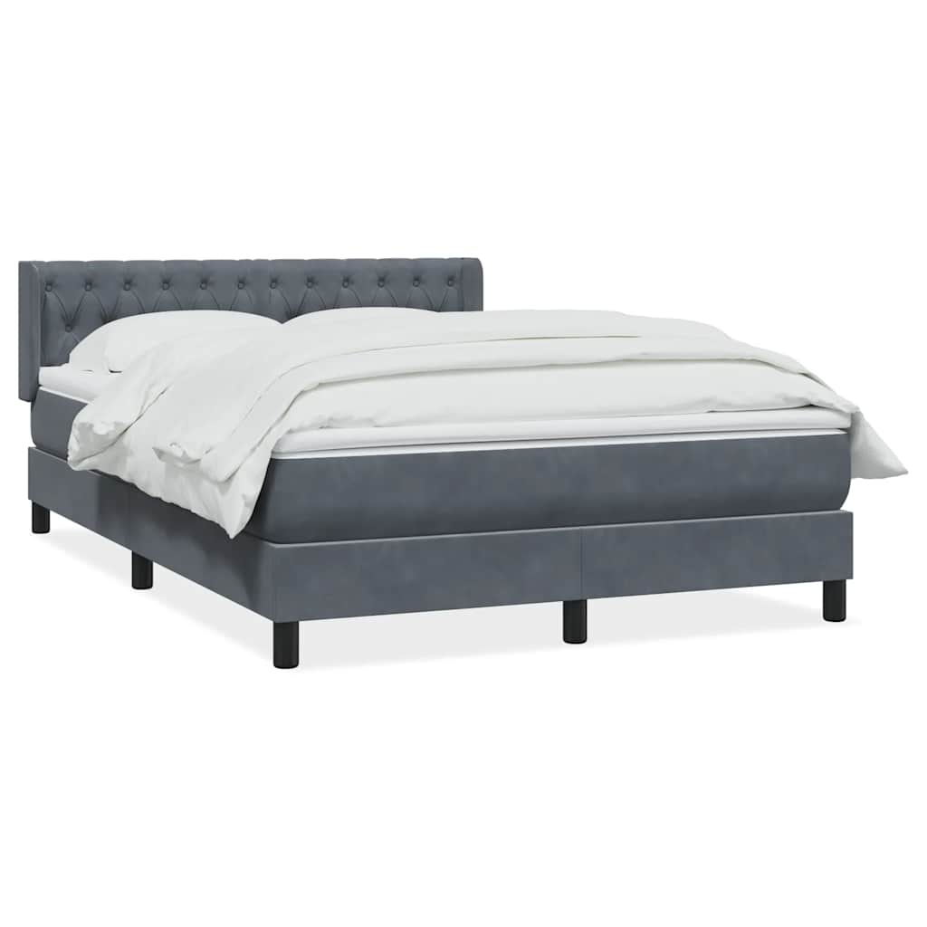 Giroletto a Molle con Materasso Grigio Scuro 140x210 cm Velluto