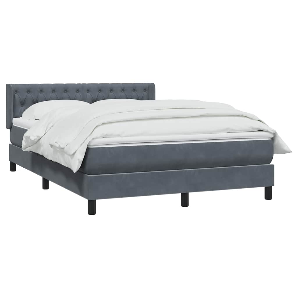 Giroletto a Molle con Materasso Grigio Scuro 140x210 cm Velluto
