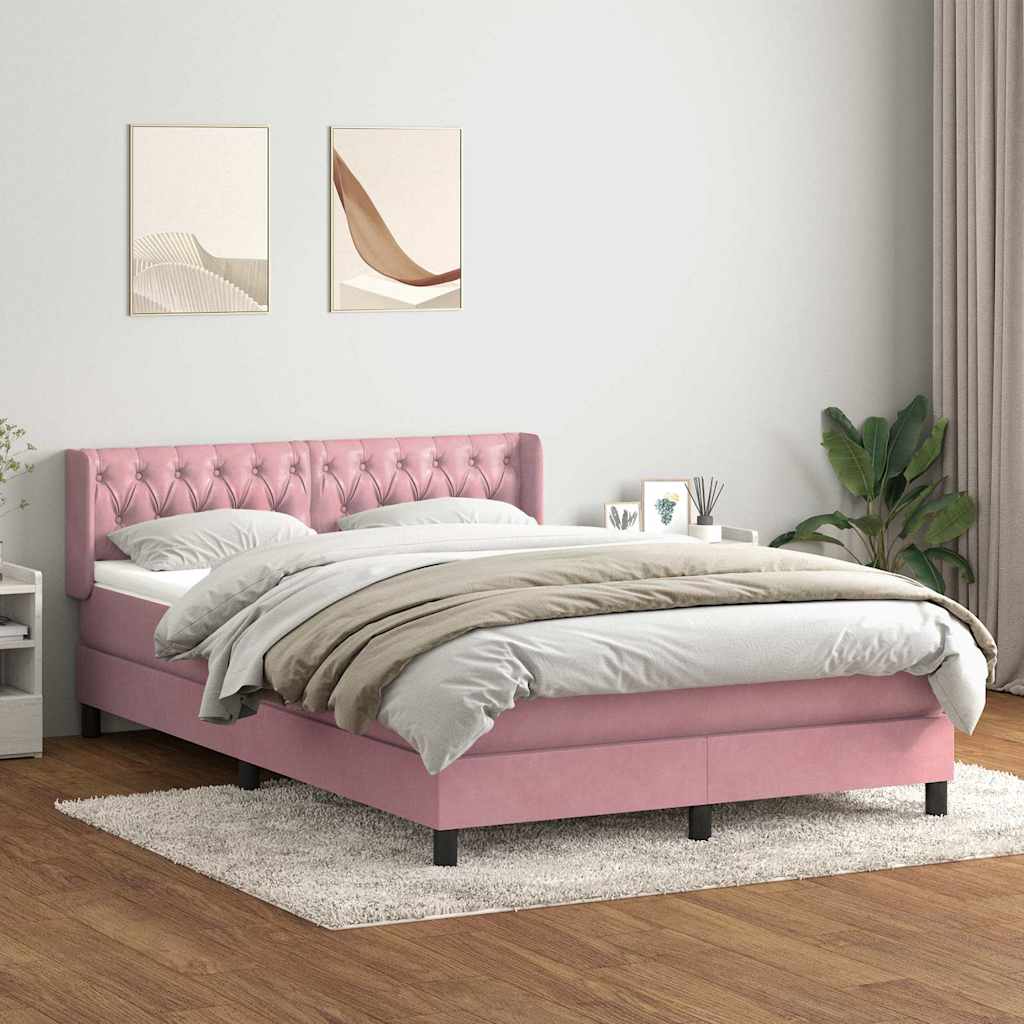 Giroletto a Molle con Materasso Rosa 140x210 cm in Velluto