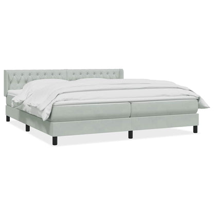 Giroletto a Molle con Materasso Grigio Chiaro 180x210cm Velluto