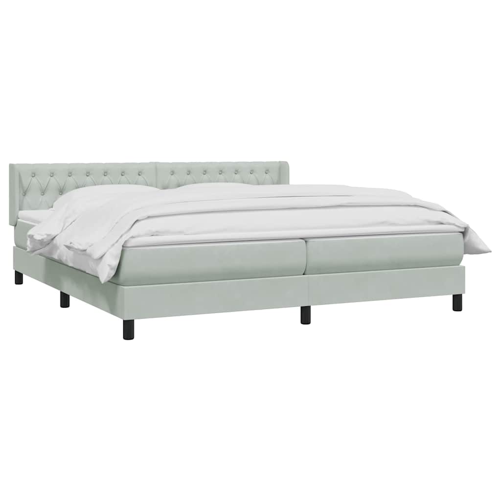 Giroletto a Molle con Materasso Grigio Chiaro 180x210cm Velluto