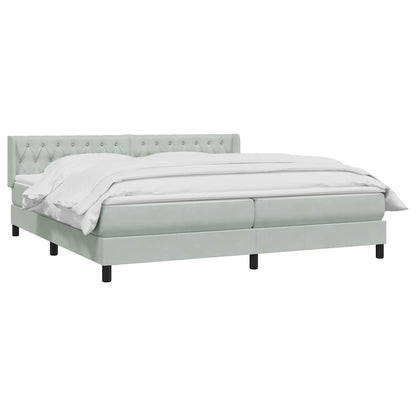 Giroletto a Molle con Materasso Grigio Chiaro 180x210cm Velluto