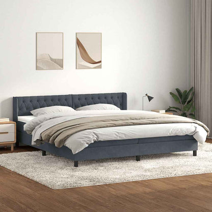 Giroletto a Molle con Materasso Grigio Scuro 180x210 cm Velluto