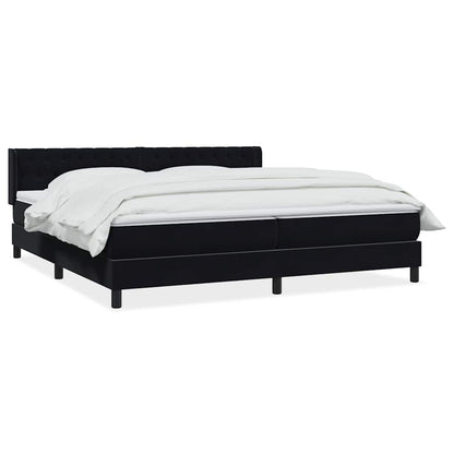 Giroletto a Molle con Materasso Nero 180x210 cm in Velluto