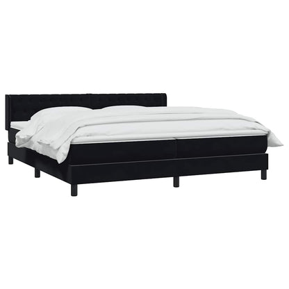 Giroletto a Molle con Materasso Nero 180x210 cm in Velluto