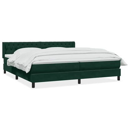 Giroletto a Molle con Materasso Verde Scuro 180x210 cm Velluto
