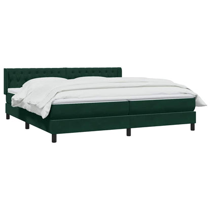 Giroletto a Molle con Materasso Verde Scuro 180x210 cm Velluto
