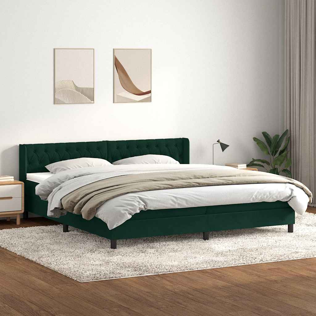 Giroletto a Molle con Materasso Verde Scuro 180x210 cm Velluto