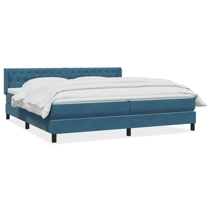 Giroletto a Molle con Materasso Blu Scuro 180x210 cm in Velluto