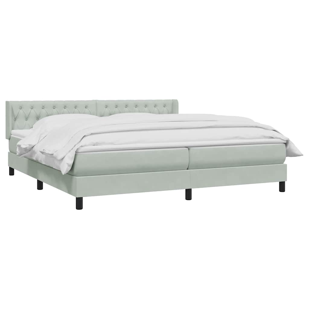 Giroletto a Molle con Materasso Grigio Chiaro 200x210cm Velluto