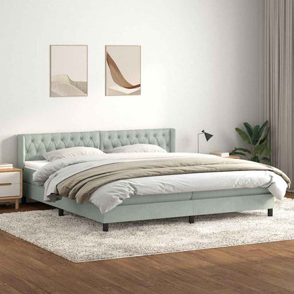 Giroletto a Molle con Materasso Grigio Chiaro 200x210cm Velluto