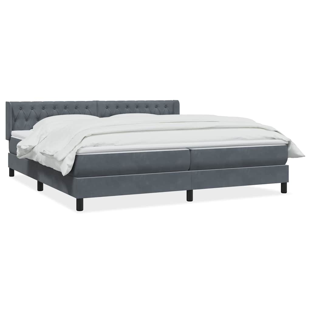 Giroletto a Molle con Materasso Grigio Scuro 200x210 cm Velluto