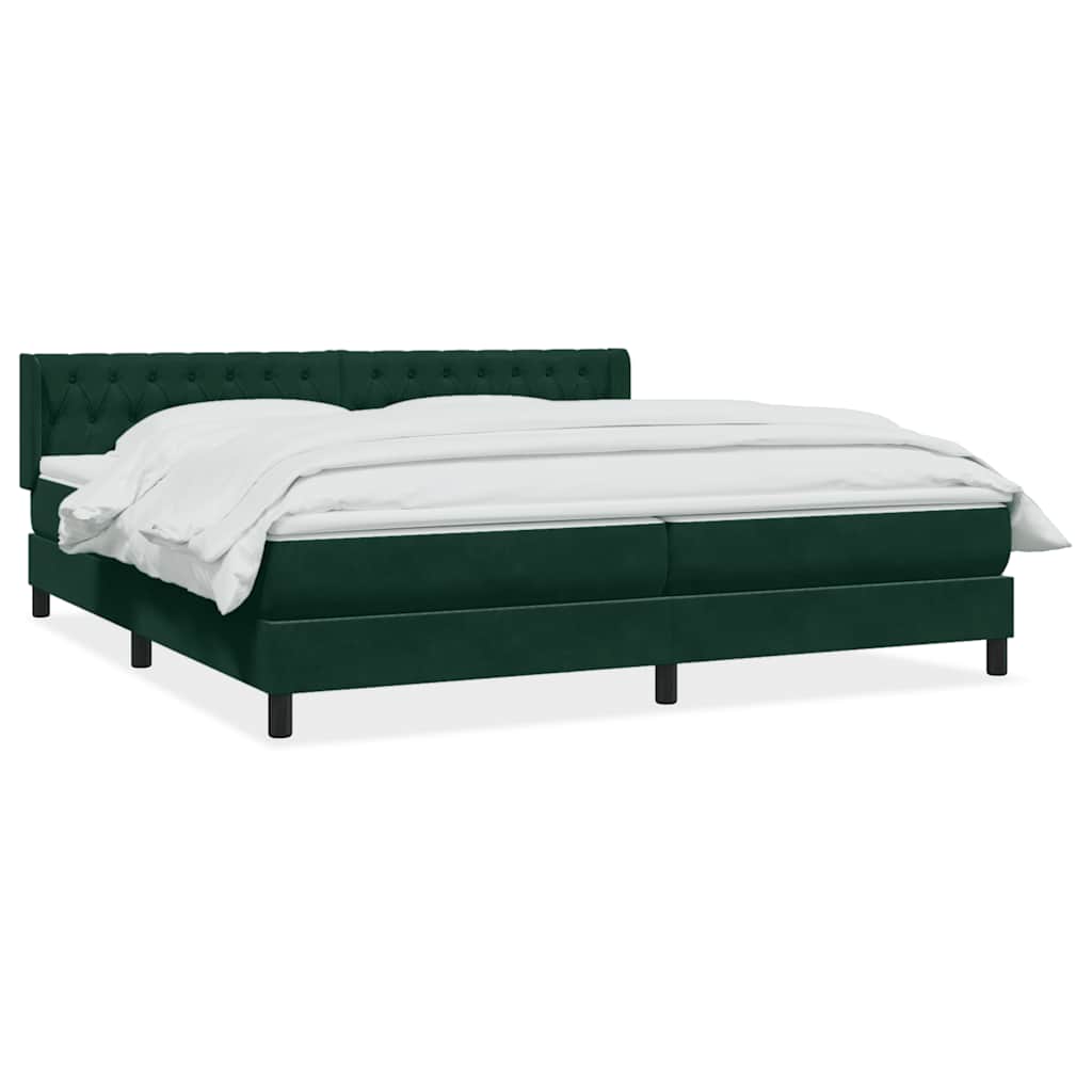 Giroletto a Molle con Materasso Verde Scuro 200x210 cm Velluto