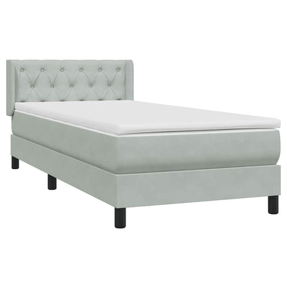 Giroletto a Molle con Materasso Grigio Chiaro 80x220 cm Velluto