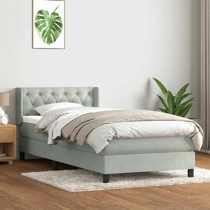 Giroletto a Molle con Materasso Grigio Chiaro 80x220 cm Velluto