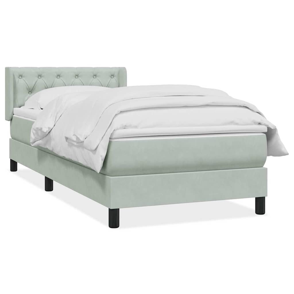 Giroletto a Molle con Materasso Grigio Chiaro 80x220 cm Velluto