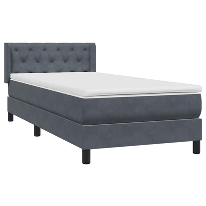 Giroletto a Molle con Materasso Grigio Scuro 80x220 cm Velluto