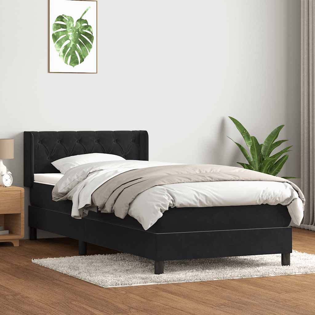 Giroletto a Molle con Materasso Nero 80x220 cm Velluto