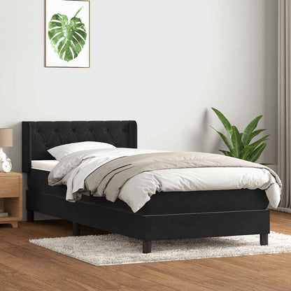 Giroletto a Molle con Materasso Nero 80x220 cm Velluto