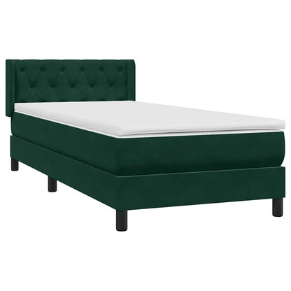 Giroletto a Molle con Materasso Verde Scuro 80x220 cm Velluto