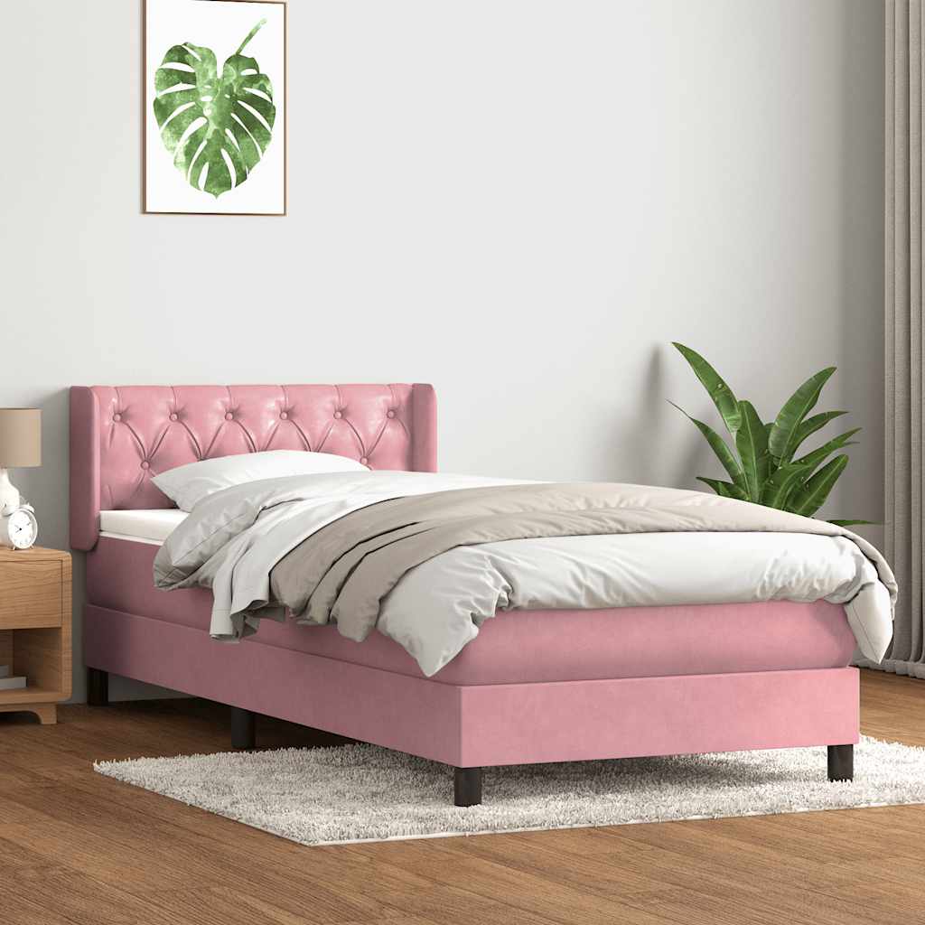 Giroletto a Molle con Materasso Rosa 80x220 cm Velluto